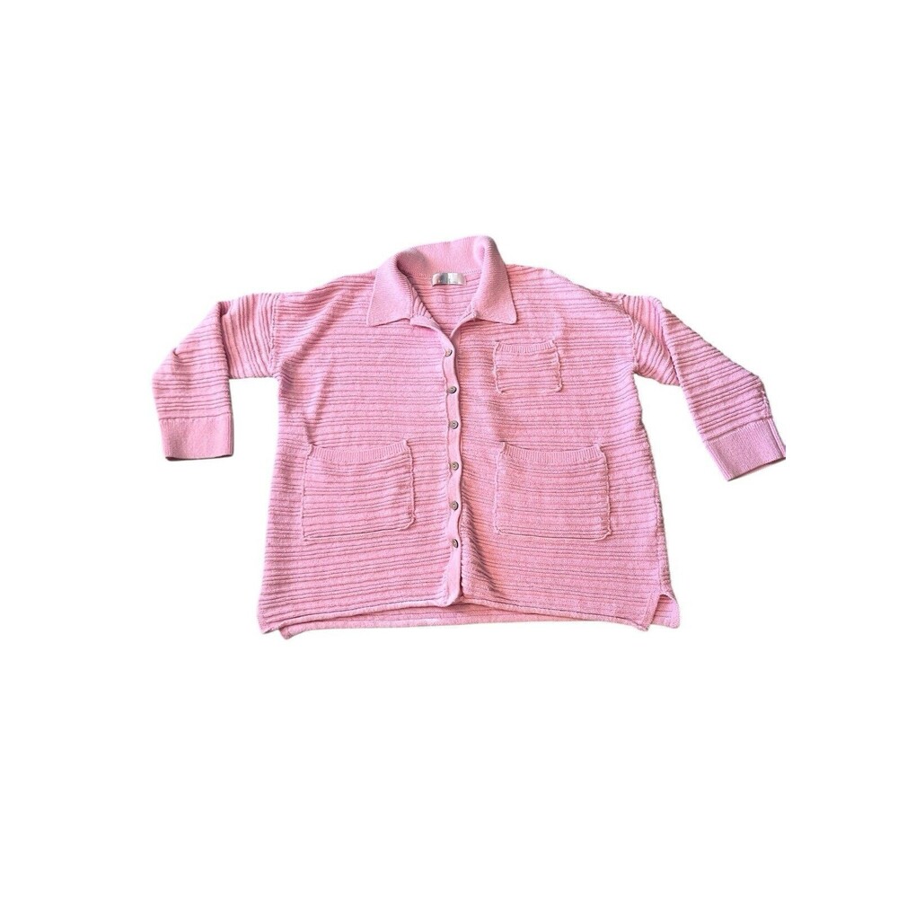 Free People Beach Womens Size L Pink Day Dreaming Long Sleeve Cardigan Sweater